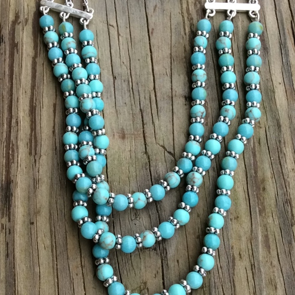 Lucky Brand Stranded Turquoise Necklace